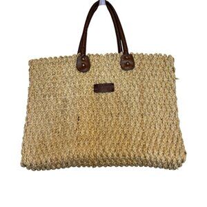 Roots Stylish Tan Woven Tote Bag